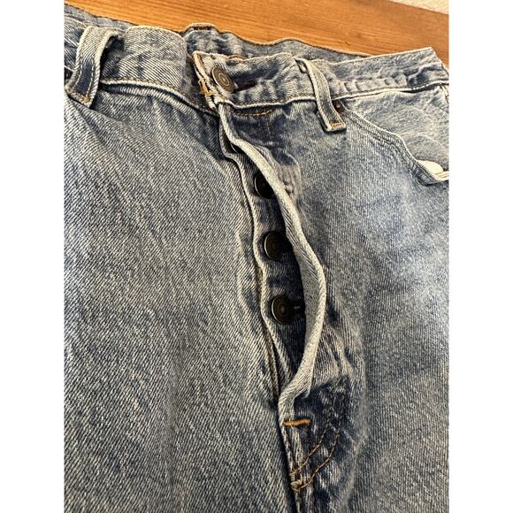 Levi's 501 Jeans Men's 34x32 Blue Cotton Denim Straight Leg Button Fly Workwear - Picture 6 of 6